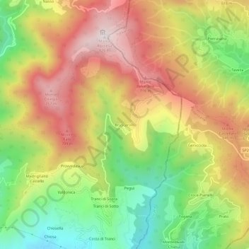 Mappa topografica Bruscarolo, altitudine, rilievo