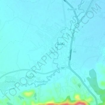 Mappa topografica Ban Tham, altitudine, rilievo
