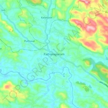 Mappa topografica Pathanapuram, altitudine, rilievo