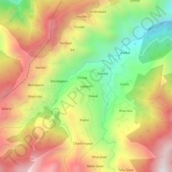 Mappa topografica Jalgaon, altitudine, rilievo