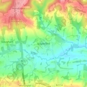 Mappa topografica Staplefield, altitudine, rilievo