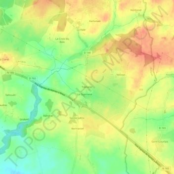 Mappa topografica Trémeret, altitudine, rilievo