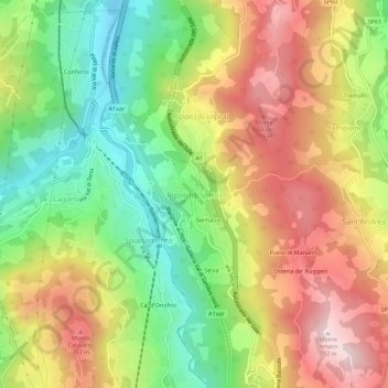 Mappa topografica Ripoli (di sotto), altitudine, rilievo