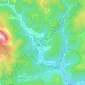 Mappa topografica L'Église de Cros, altitudine, rilievo