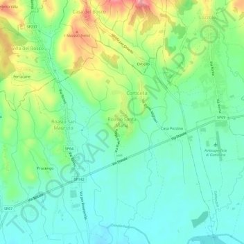 Mappa topografica Roasio Santa Maria, altitudine, rilievo