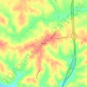 Mappa topografica Charles, altitudine, rilievo