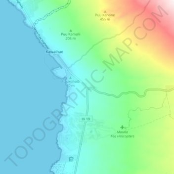 Mappa topografica Waikui, altitudine, rilievo