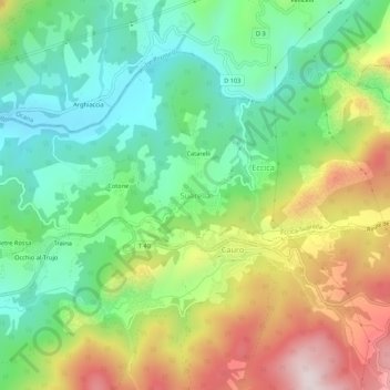 Mappa topografica Suarella, altitudine, rilievo