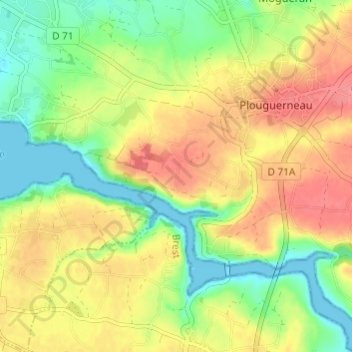 Mappa topografica Kervily, altitudine, rilievo