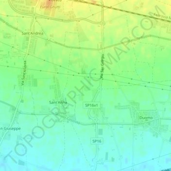 Mappa topografica San Carlo, altitudine, rilievo