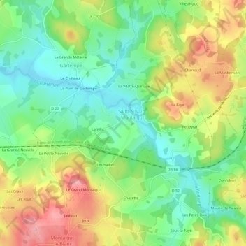 Mappa topografica Meillerateix, altitudine, rilievo