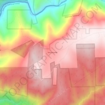 Mappa topografica Volcanoville, altitudine, rilievo