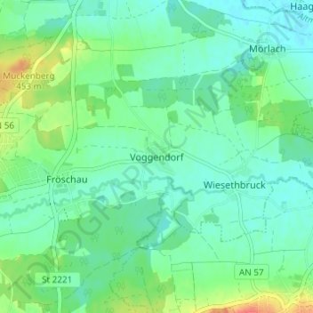 Mappa topografica Voggendorf, altitudine, rilievo