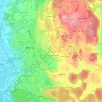 Mappa topografica Frohe Aussicht, altitudine, rilievo