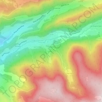 Mappa topografica Le Moinat, altitudine, rilievo