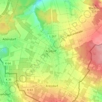 Mappa topografica Arzdorf, altitudine, rilievo