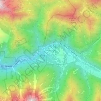 Mappa topografica Pine Lodge, altitudine, rilievo
