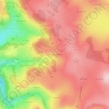 Mappa topografica Le Cros de Montroy, altitudine, rilievo