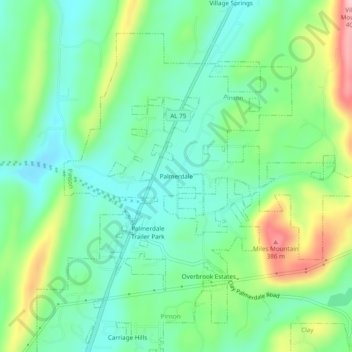 Mappa topografica Palmerdale, altitudine, rilievo