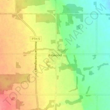 Mappa topografica Kelwood, altitudine, rilievo