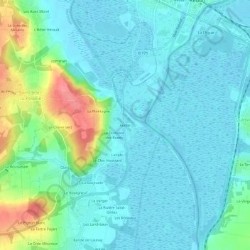 Mappa topografica Aucfer, altitudine, rilievo