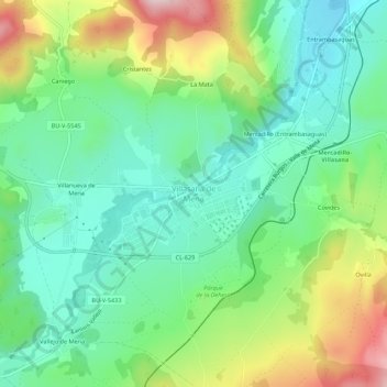 Mappa topografica Villasana de Mena, altitudine, rilievo