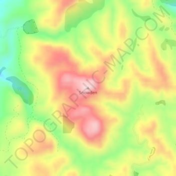 Mappa topografica Snowden, altitudine, rilievo