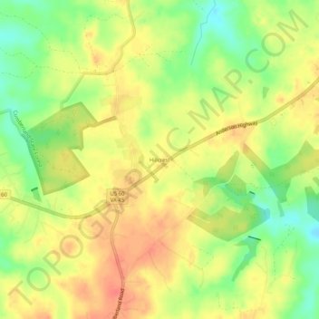 Mappa topografica Hillcrest, altitudine, rilievo