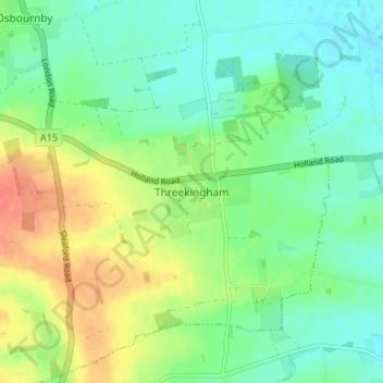 Mappa topografica Threekingham, altitudine, rilievo