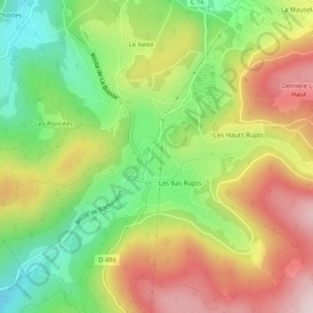 Mappa topografica La Basse Poussière, altitudine, rilievo