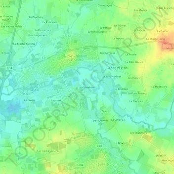 Mappa topografica La Tremblais, altitudine, rilievo
