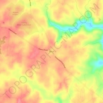 Mappa topografica Tench, altitudine, rilievo