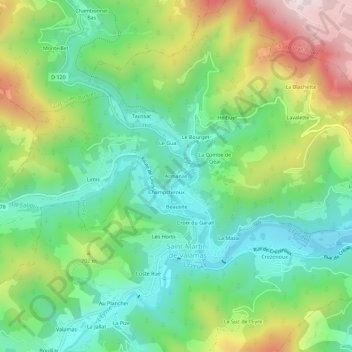 Mappa topografica Armanas, altitudine, rilievo
