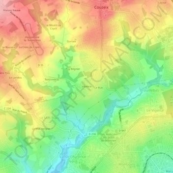 Mappa topografica Villefelix, altitudine, rilievo