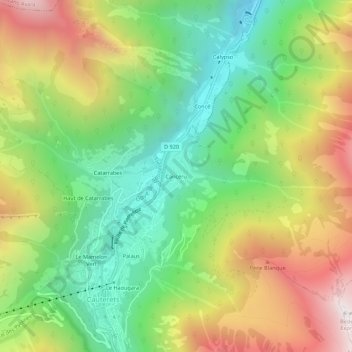 Mappa topografica Cancéru, altitudine, rilievo