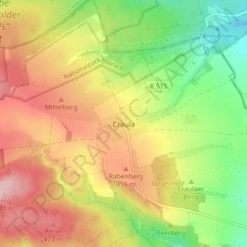 Mappa topografica Craula, altitudine, rilievo