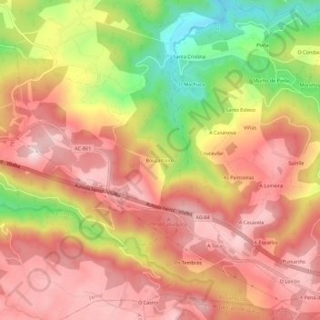 Mappa topografica Bouzamaior, altitudine, rilievo