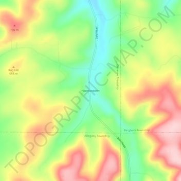 Mappa topografica Harmontown, altitudine, rilievo