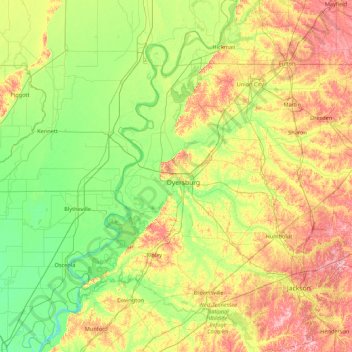Mappa topografica Dyer, altitudine, rilievo
