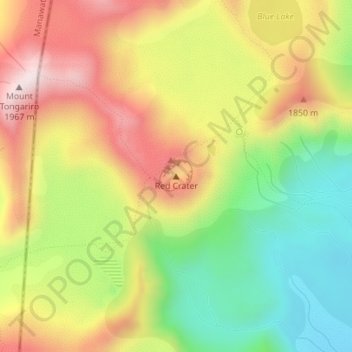 Mappa topografica Red Crater, altitudine, rilievo