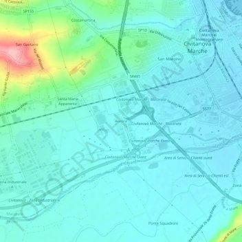 Mappa topografica Aurora, altitudine, rilievo
