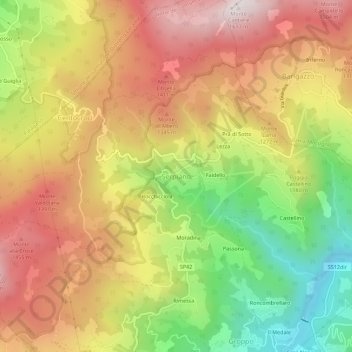 Mappa topografica Serpiano, altitudine, rilievo