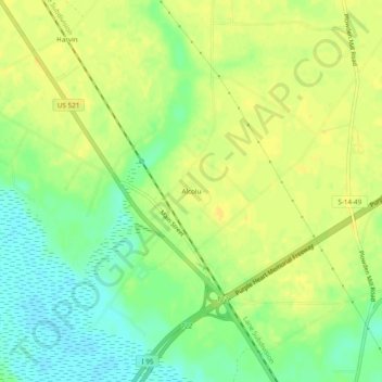 Mappa topografica Alcolu, altitudine, rilievo