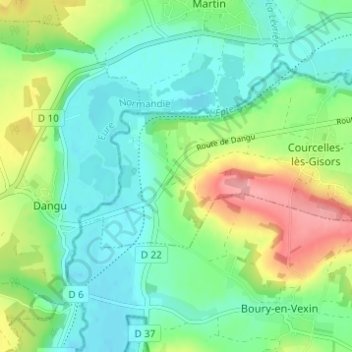 Mappa topografica Mauréaumont, altitudine, rilievo