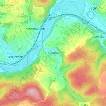 Mappa topografica Tiefenbach, altitudine, rilievo
