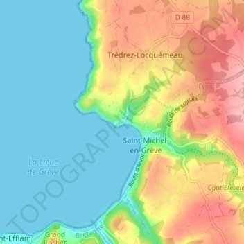 Mappa topografica Toull ar Vilin, altitudine, rilievo