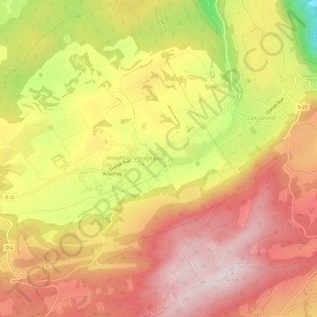 Mappa topografica Vésigneux, altitudine, rilievo