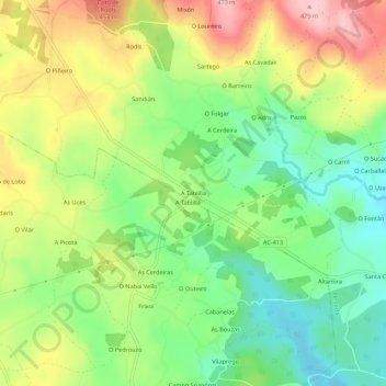 Mappa topografica A Tablilla, altitudine, rilievo