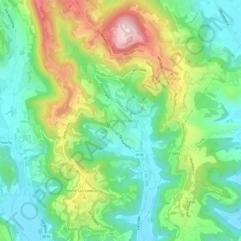 Mappa topografica Gambugliano, altitudine, rilievo