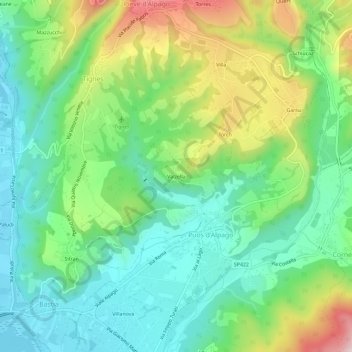 Mappa topografica Valzella, altitudine, rilievo